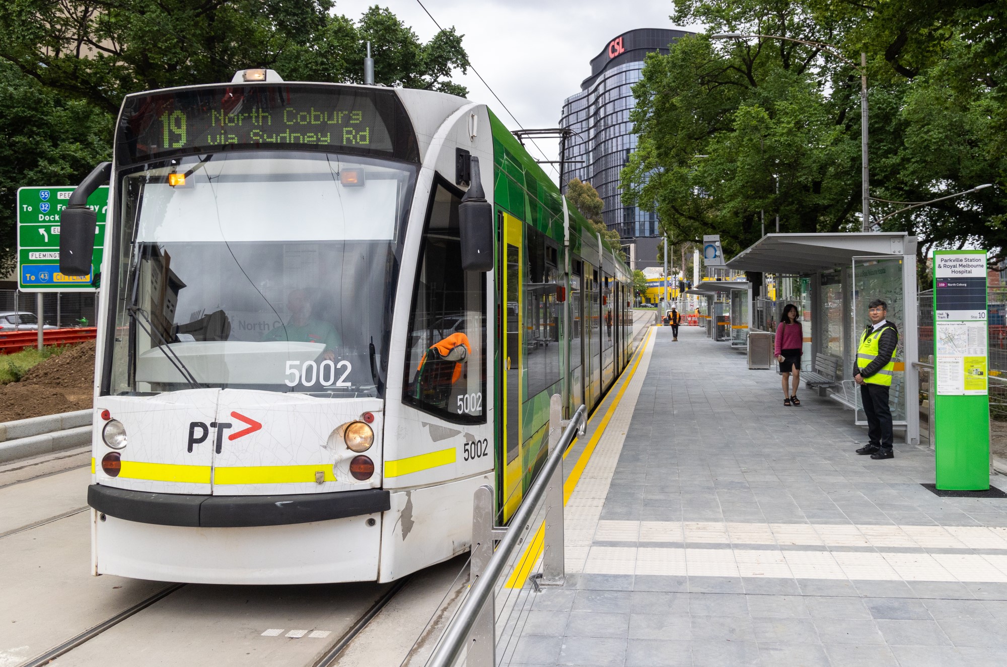 tram stop in Melbourne 