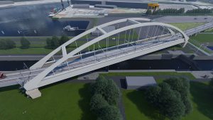 railway bridge of Theemswegrace at Rotterdam
