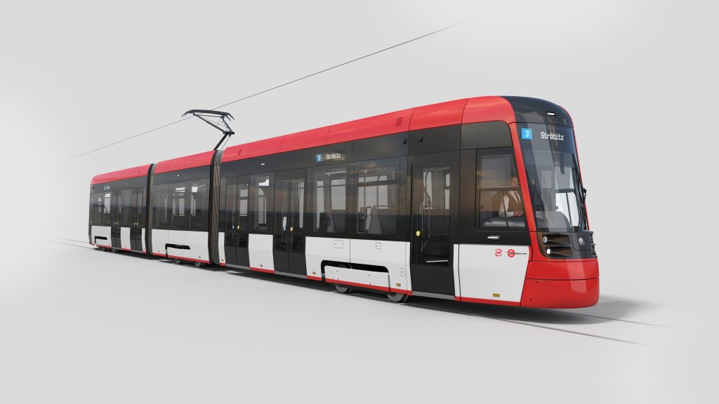 unidirectional three-unit trams